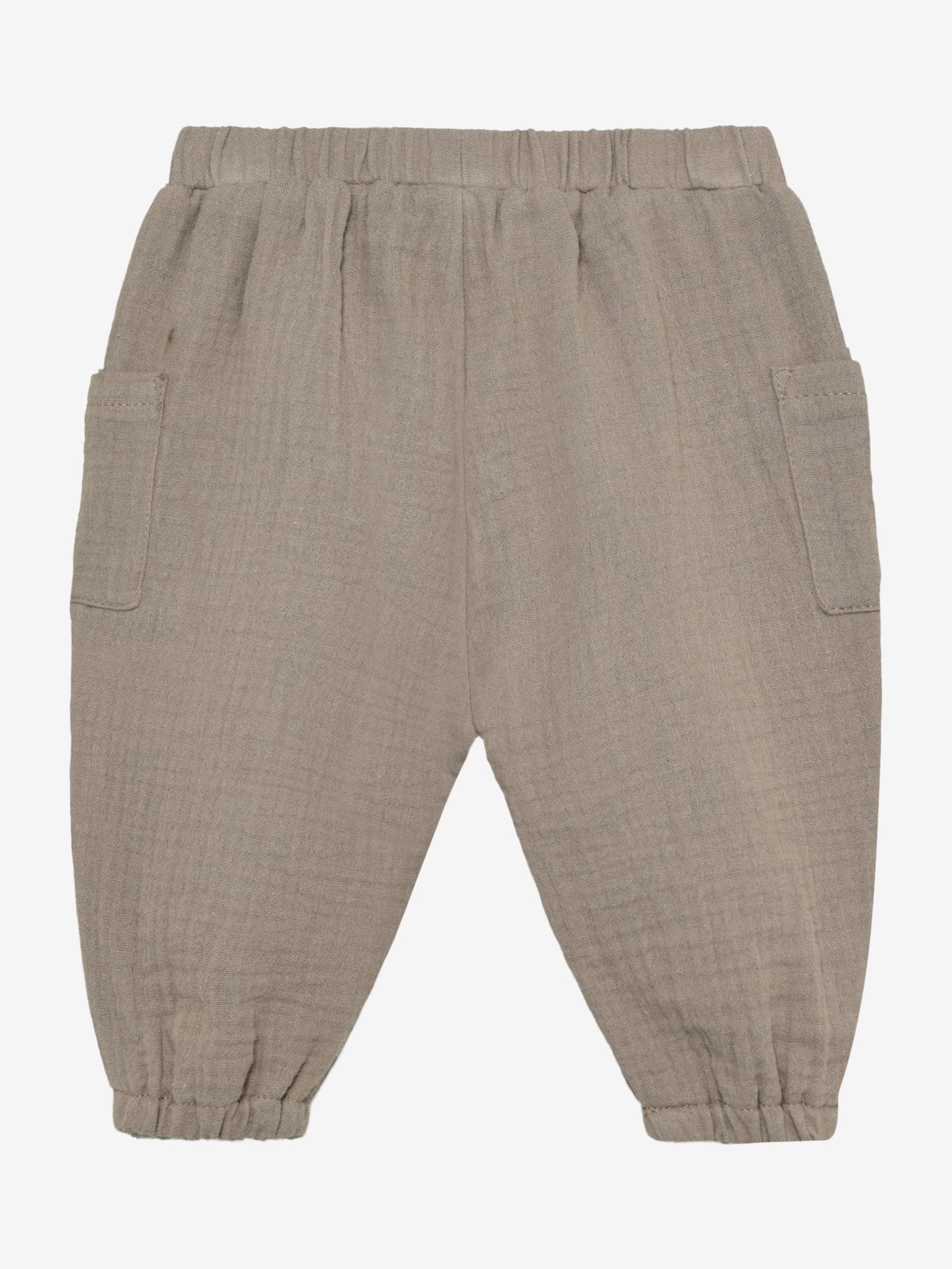 Baby broekje - Biologisch katoen/Mousseline - Bruin/Moon Rock - Huttelihut achterkant