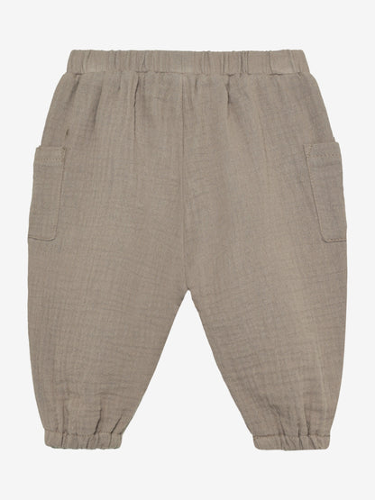 Baby broekje - Biologisch katoen/Mousseline - Bruin/Moon Rock - Huttelihut achterkant