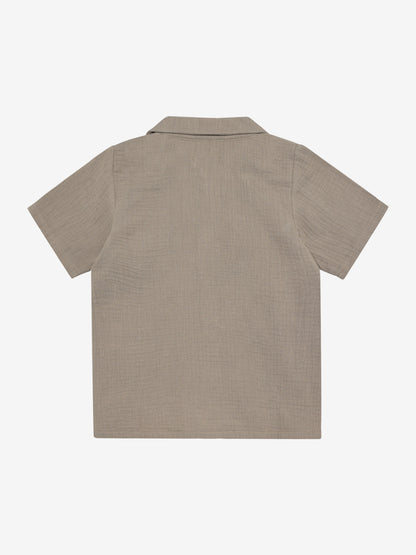 Blouse korte mouw - Biologisch katoen/mousseline - Bruin/Moon Rock - Huttelihut achter