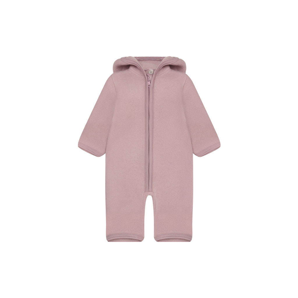 Buitenpak van merino wol fleece - Woodrose - 100% merino wol - HUTTEliHUT voorkant