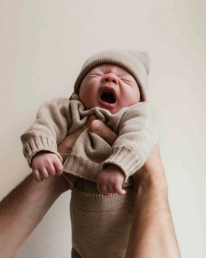Knitted beanie - Fonzie newborn - Merino wool - HVID