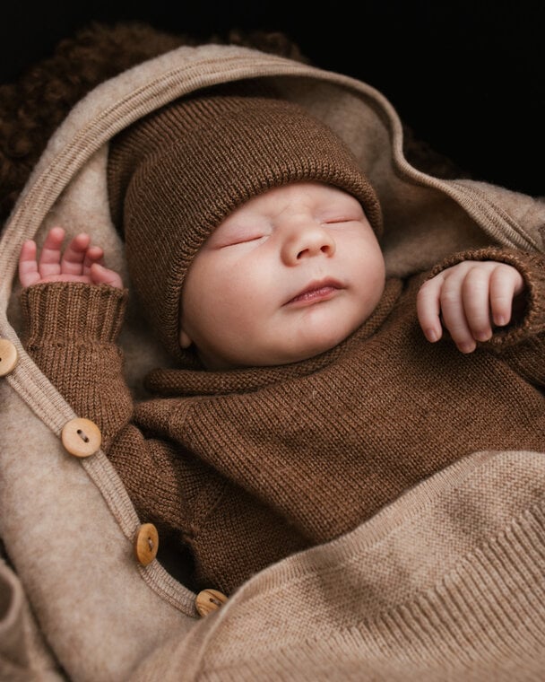 Knitted beanie - Fonzie newborn - Merino wool - HVID