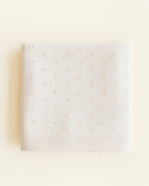 Baby Dekentje Ajour - Bibi blanket - Merinowol - Cream/Crème - HVID - bovenaanzicht productfoto
