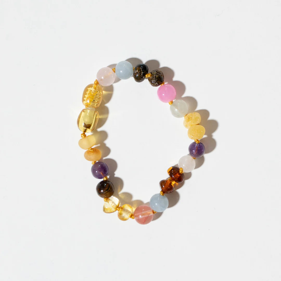 Barnsteen en edelstenen armband - Rainbow - 14 cm - Kids 0-3 jaar - Nirrimis