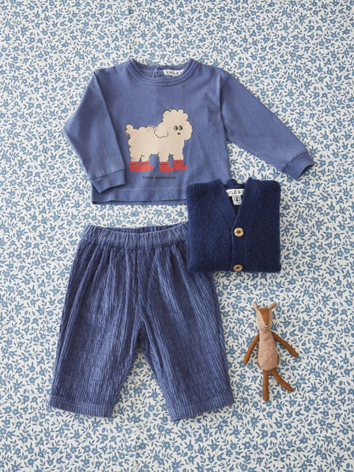 Baby corduroy trousers - 100% cotton - Ocean - Émile et Ida