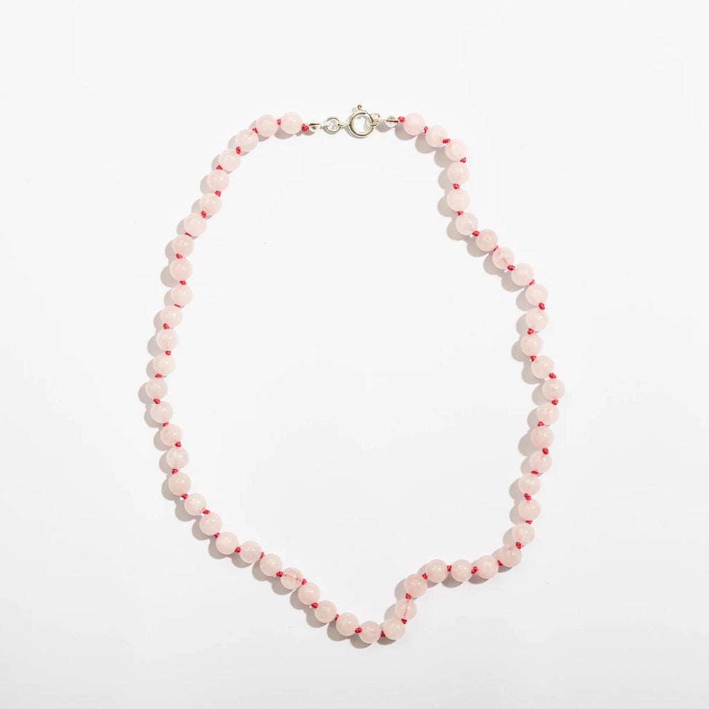 Rose Quartz Adult Necklace – Damenhalskette aus natürlichem Rosenquarz – Verschluss aus 925er Sterlingsilber – Nirrimis