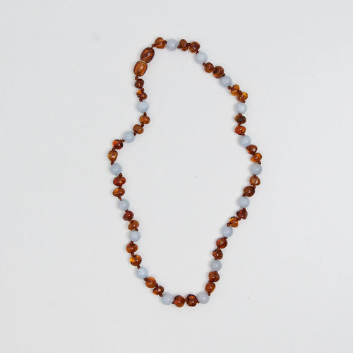 Barnsteen ketting Regn - Blauw - 32 cm - Nirrimis - productfoto - afbeelding 2