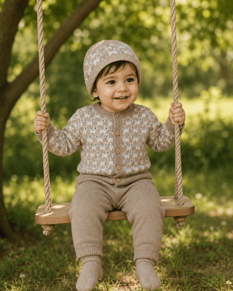 Knitted Cardigan Dogs - Nature Melange Dogs - 100% merino wool - SmallStuff