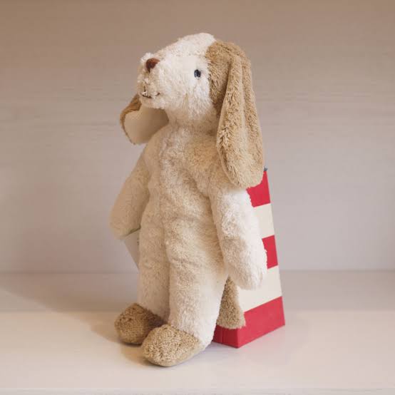 Floppy Cuddly Dog Small - GOTS organic cotton & sheep wool - White & Beige - Senger Naturwelt