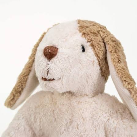 Floppy Cuddly Dog Small - GOTS organic cotton & sheep wool - White & Beige - Senger Naturwelt