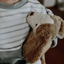 Floppy Cuddly Dog Small - GOTS organic cotton & sheep wool - White & Beige - Senger Naturwelt