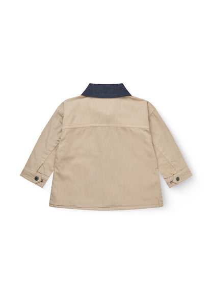 Twill jacket with corduroy collar - 100% cotton - Beige - Copenhagen Colors