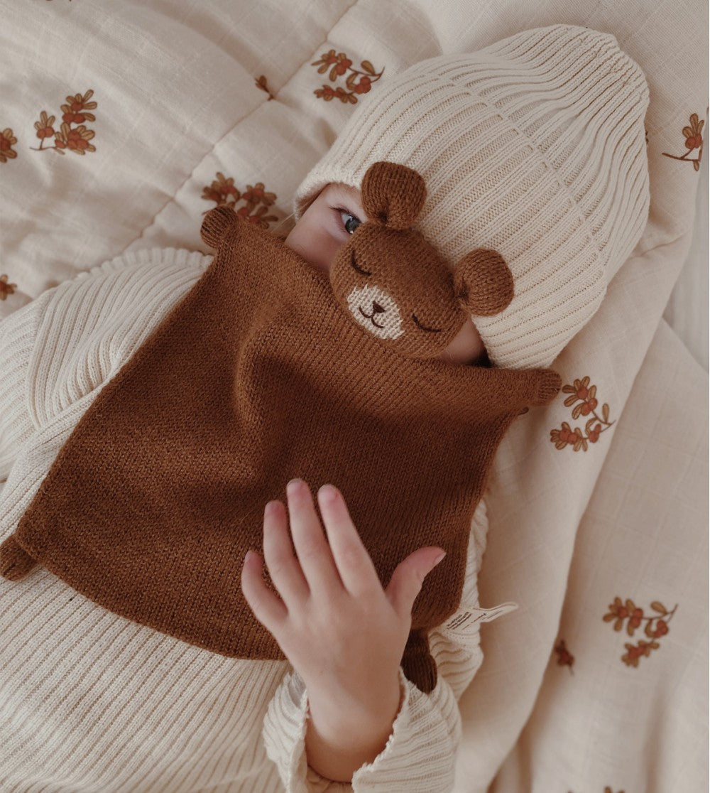 Gebreid knuffeldoekje - Alpaca wol - Teddy/Beer - Nut/Bruin - Main Sauvage