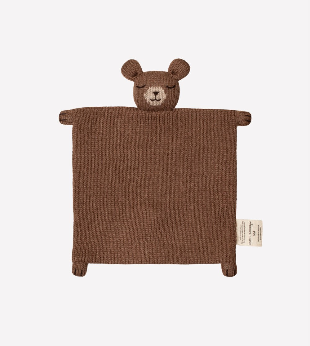 Gebreid knuffeldoekje - Alpaca wol - Teddy/Beer - Nut/Bruin - Main Sauvage