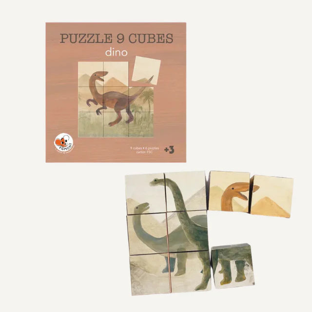 Kubus puzzel - Dinosaurus - 6 soorten - FSC karton - Egmont Toys - productfoto