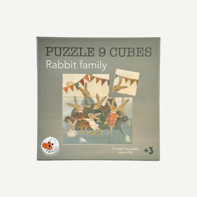 Cube puzzle - Rabbit family - 6 types - FSC cardboard - 3+ years - Egmont Toys