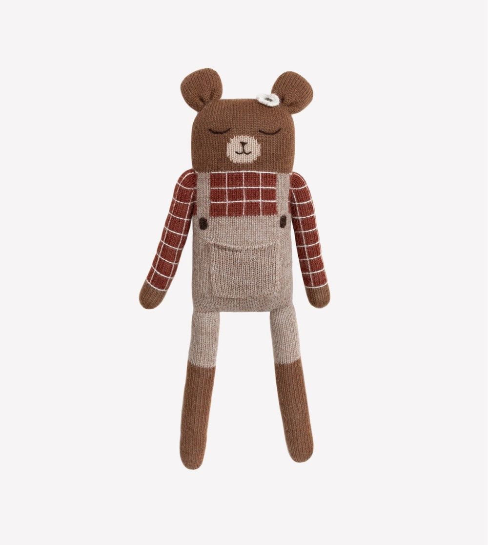 Großer Kuschelbär Milo Sienna Plaid – 100 % Baby-Alpaka – Main Sauvage
