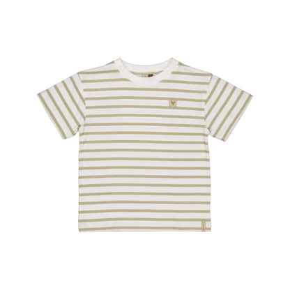 T-shirt met print Bas - Katoen - Groen/White stripes - Levv Labels voor