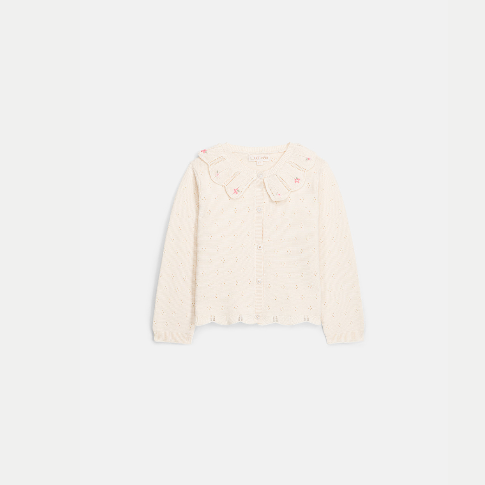 Gebreid vestje - Cardigan Mynalette - Katoen - Cream - Louise Misha voorkant