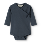 MarMar Copenhagen Belita Wikkelromper met Lange Mouwen – Zacht Baby Romper  Biologisch Katoen & TENCEL™ Modal blue donnkerblauw navy