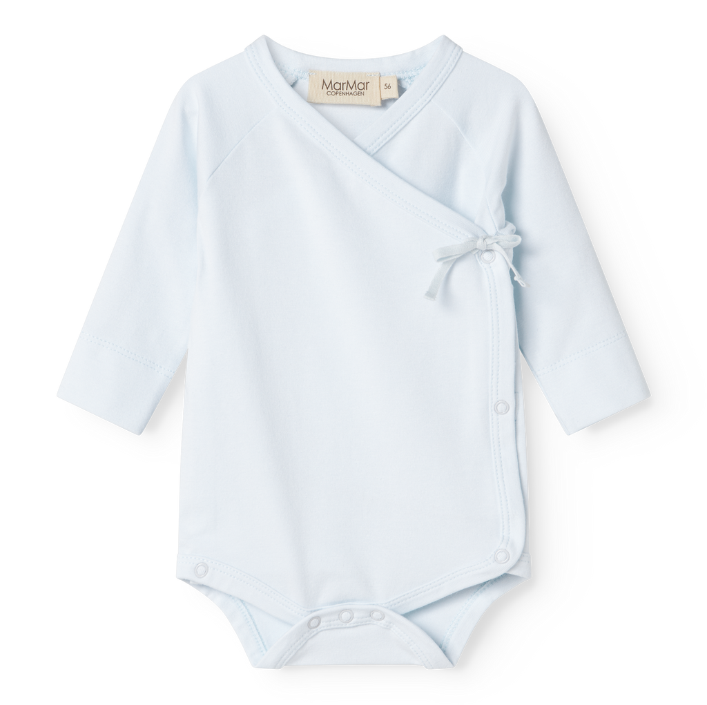 MarMar Copenhagen Belita Wikkelromper met Lange Mouwen – Zacht Baby Romper  Biologisch Katoen & TENCEL™ Modal light blue lichtblauw