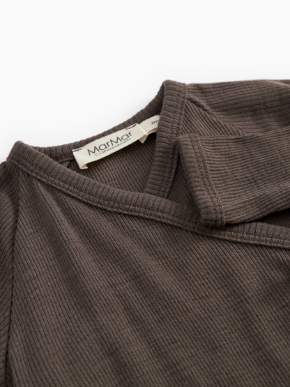 Boxpakje overslag - Rula Wool Rib - Merinowol - MarMar Copenhagen  detail terre donkerbruin