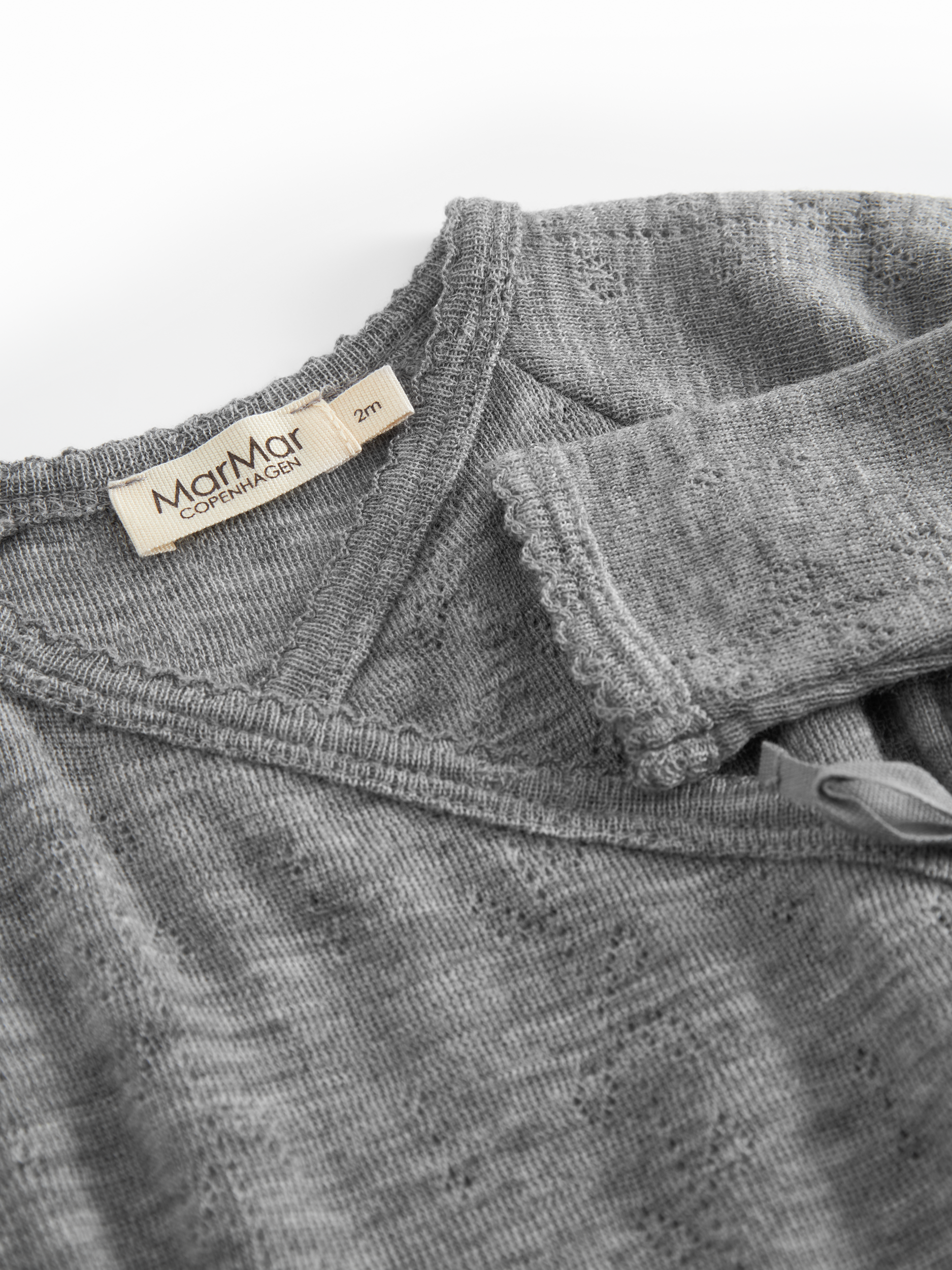 Marmar copenhagen belita pointelle overslagromper merino wol detail romper grey melange grijs