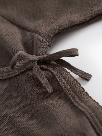 Marmar copenhagen belita pointelle overslagromper merino wol detail kant donkerbruin terre