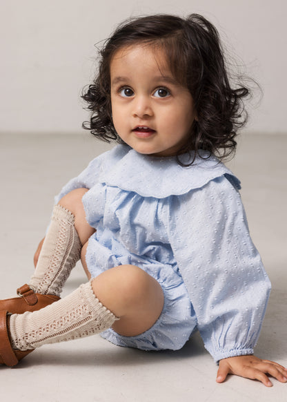 Romper Ritana - Fine Dobby - Katoen - Windy Blue/Blauw - MarMar Copenhagen baby