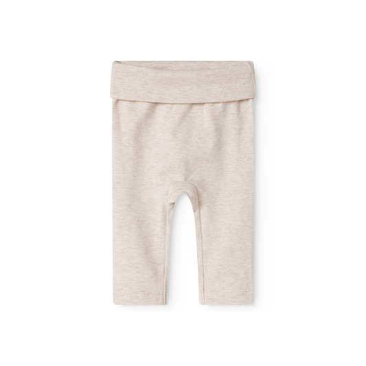 MarMar Copenhagen Piva Pants – Zacht Modal Baby Broekje | 50% Biologisch Katoen & TENCEL™ Modal met Opvouwbare Rand beige melange