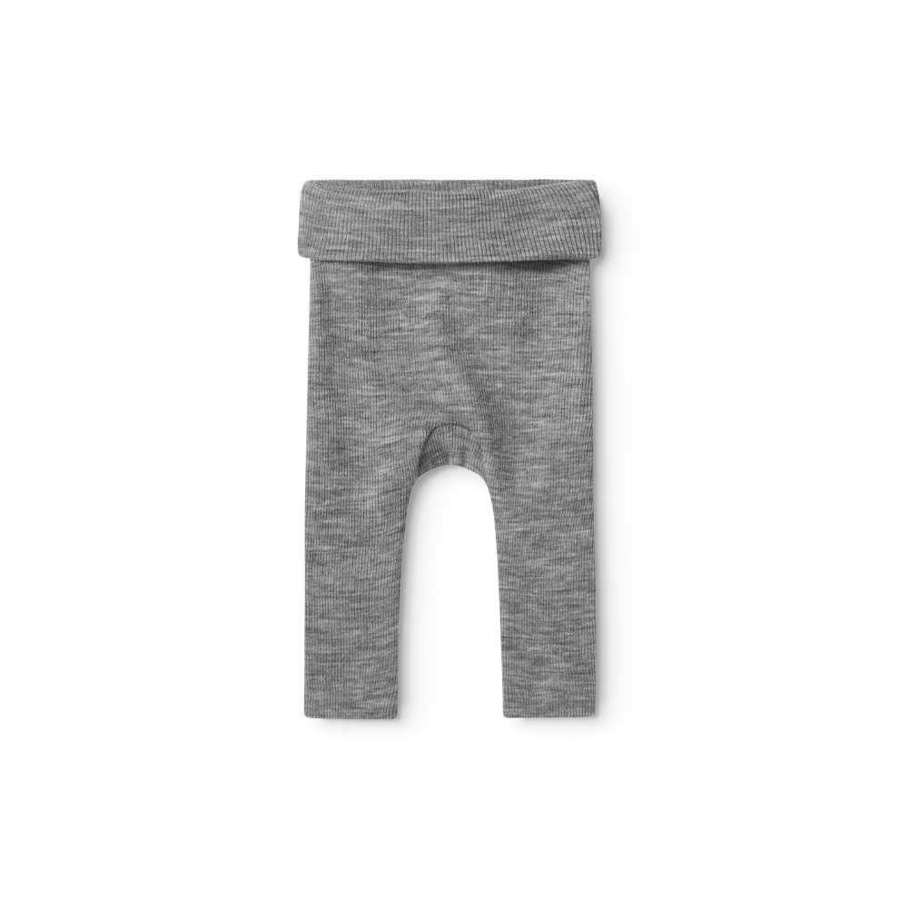 Baby broekje - Piva Wool Rib - Merinowol - MarMar Copenhagen grey melange grijs