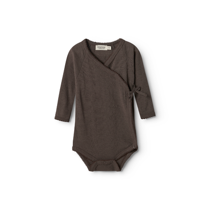 Marmar copenhagen belita pointelle overslagromper merino wol terre donkerbruin