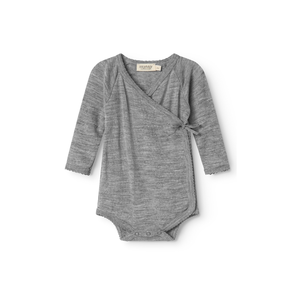 Marmar copenhagen belita pointelle overslagromper merino wol grey melange grijs