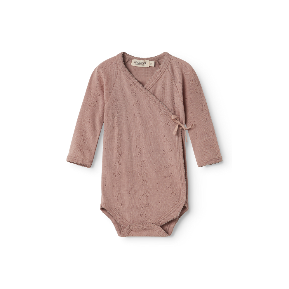 Marmar copenhagen belita pointelle overslagromper merino wol burnt rose roze