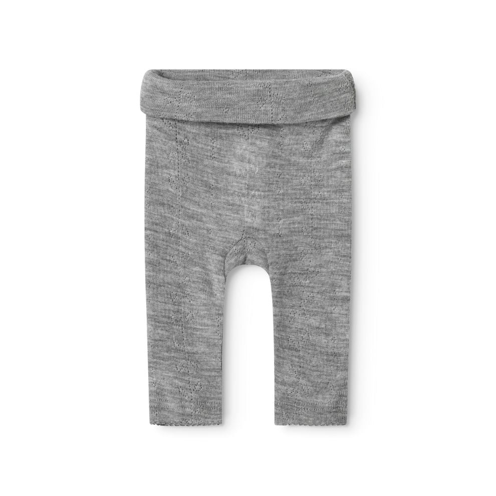 Zacht MarMar Copenhagen Piva pointelle merinowol broekje voor baby – thermoregulerend en kriebelvrij grey melange grijs