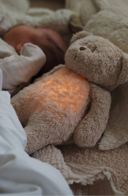 Plush Bear with Heartbeat & White Noise - The Humming Bear 2.0 - Organic GOTS cotton - Moonie