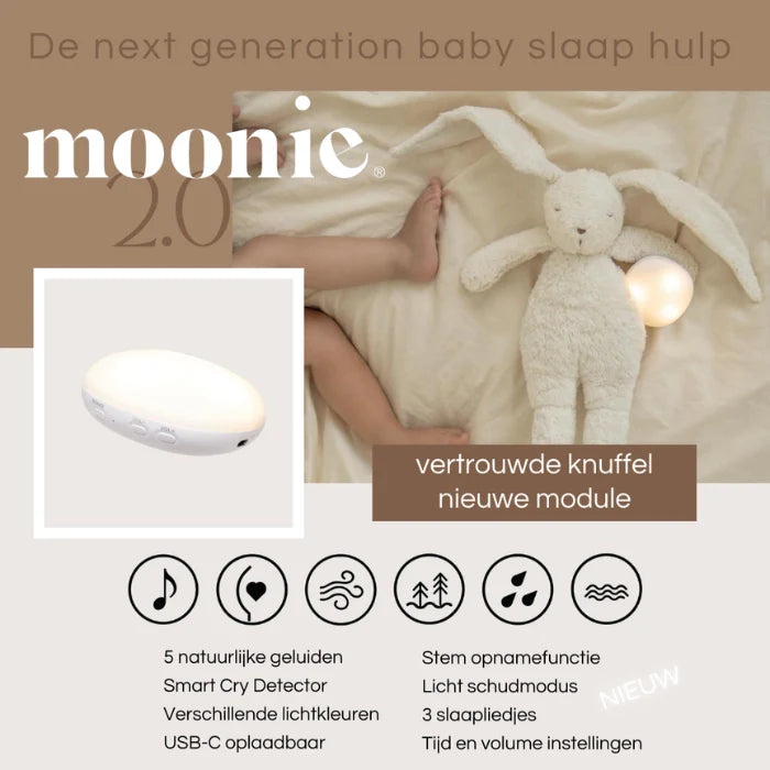 Plush Bear with Heartbeat & White Noise - The Humming Bear 2.0 - Organic GOTS cotton - Moonie