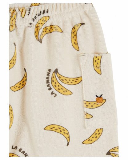 Terry towelling bottoms - Sarouel Sponge - Organic cotton blend - Bananas/Off-white - Emile et Ida