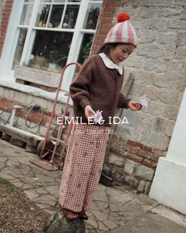 Gestreepte wollen muts met pompon – Olive & Blush – Emile et Ida