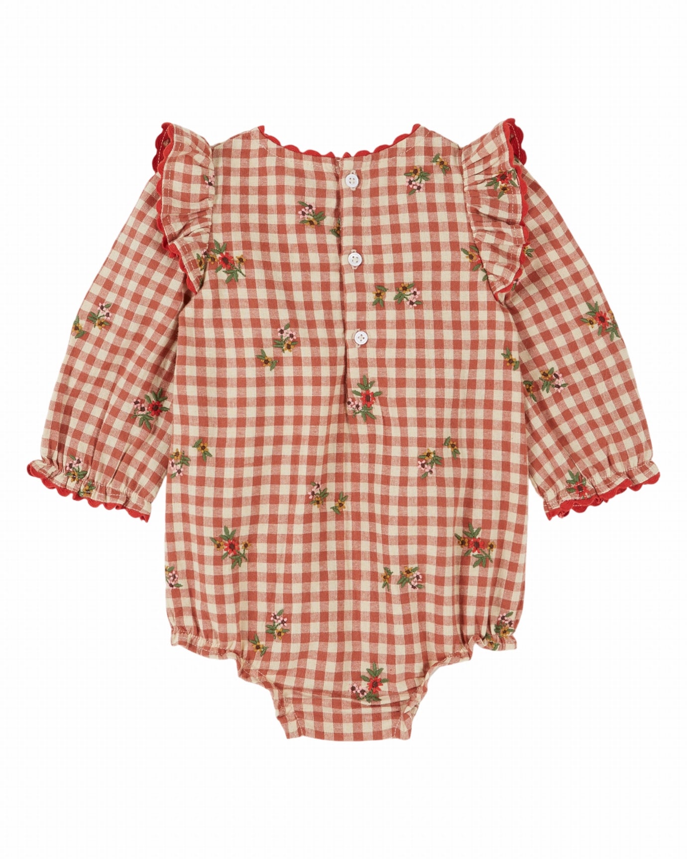 Babyromper met ruitjes en bloemen – Vichy Broderie – Emile et Ida