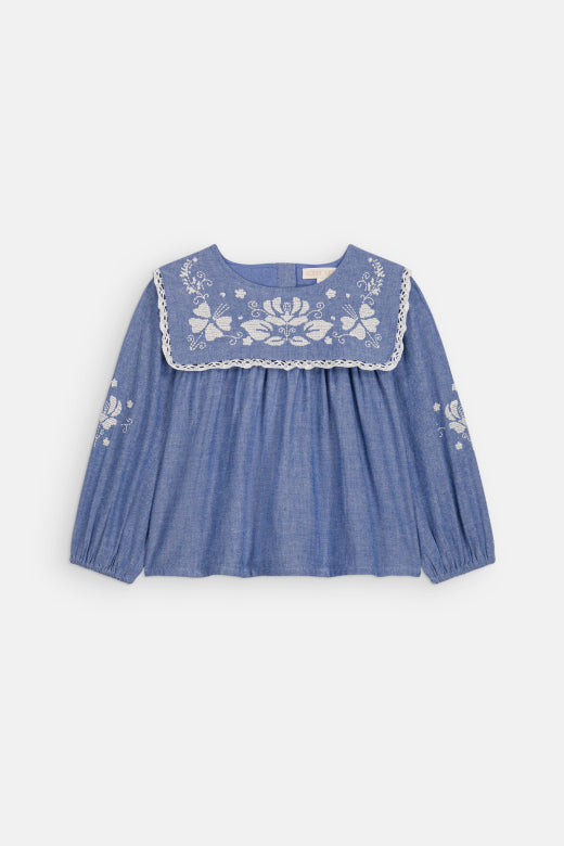 Henrietta Blouse Light Blue – 100% Biologisch Katoen – Louise Misha
