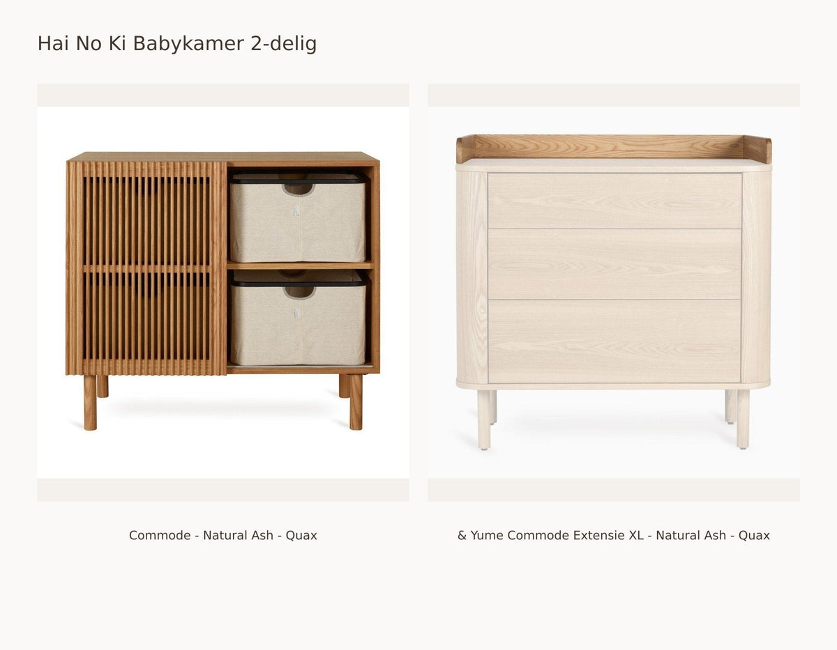 Chambre bébé 2 pièces Quax Hai No Ki – Natural Ash – Commode – Extension XL : ensemble avec Commode - Natural Ash - Quax, & Yume Extension commode XL - Natural Ash - Quax.
