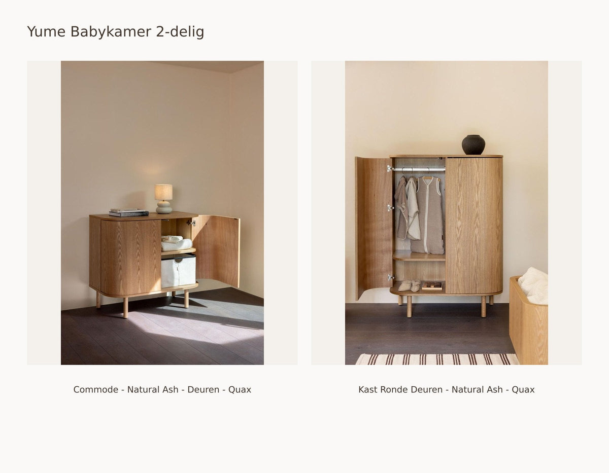 Chambre bébé 2 pièces Quax Yume – Natural Ash – Commode avec portes – Armoire portes arrondies : ensemble avec Commode - Natural Ash - Portes - Quax, Armoire portes arrondies - Natural Ash - Quax.