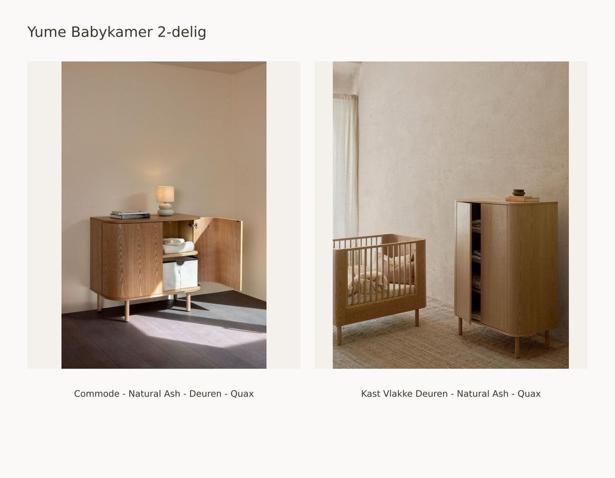 Chambre bébé 2 pièces Quax Yume – Natural Ash – Commode avec portes – Armoire portes planes : ensemble avec Commode - Natural Ash - Portes - Quax, Armoire portes planes - Natural Ash - Quax.