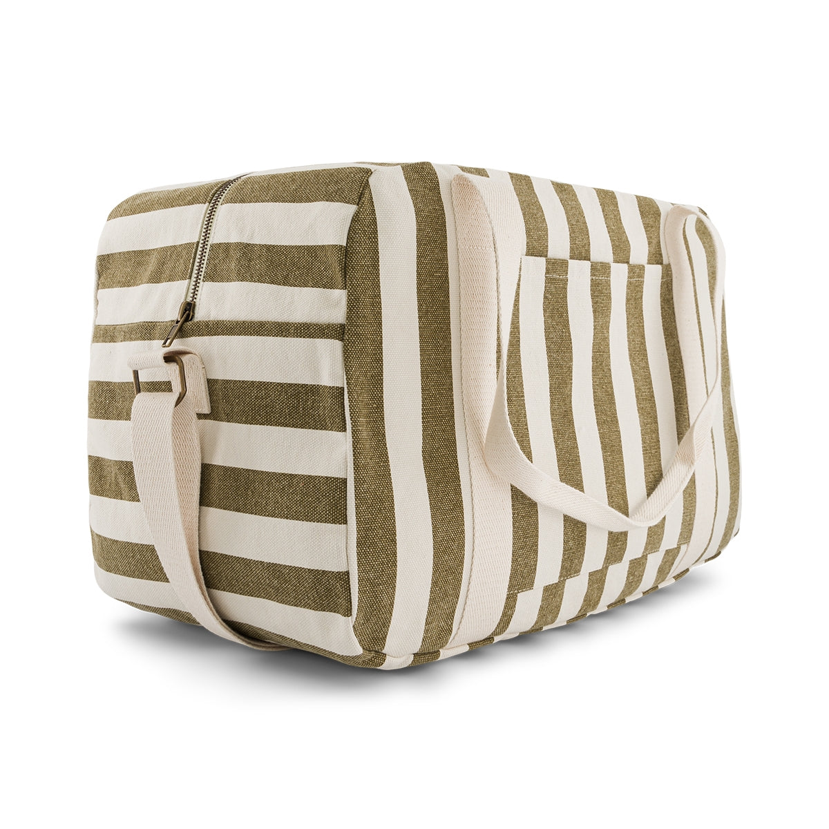 Luiertas/Weekendtas Raphael - Stripes Greige/Olive - Waterafstotend katoen - Rose in April