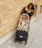Chancelière Puffmuff® - Peau d'agneau mérinos - Noir + Leopard - BINIBAMBA