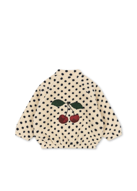 Teddy jas - Jody Embroidery Teddy Jacket GRS - Polka dot/Cherry - Konges Sløjd