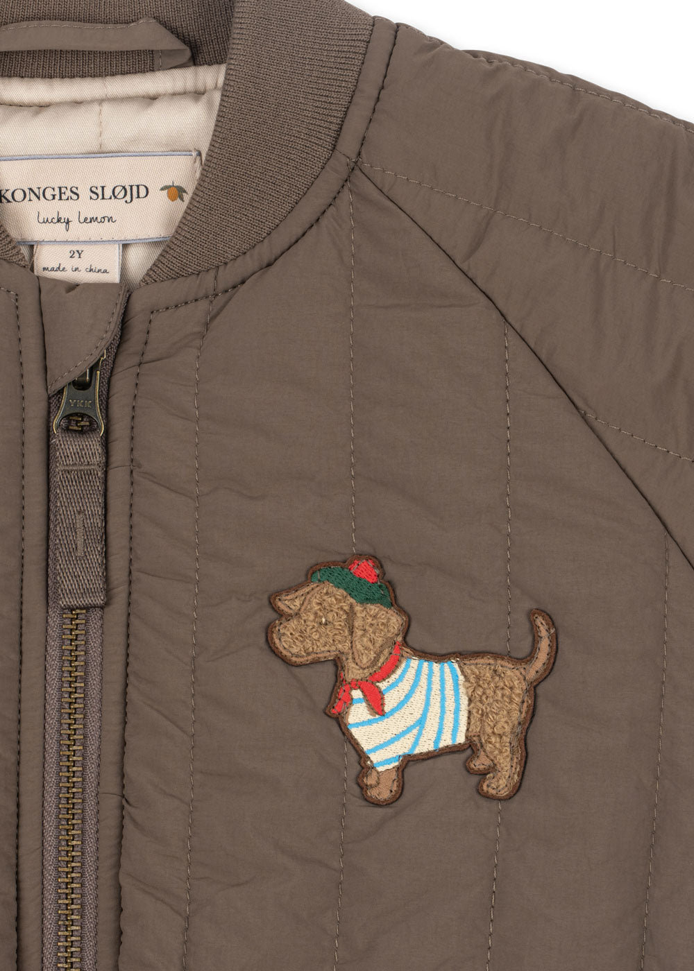 Thermo bomberjas Juno - Terry met geborduurde hond - Walnut - Konges Sløjd - productfoto - afbeelding 5