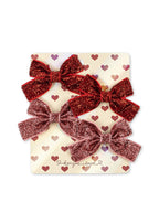 Hairpins Micki Bow 4-pack – Red Glitter & Rose Glitter – Konges Sløjd