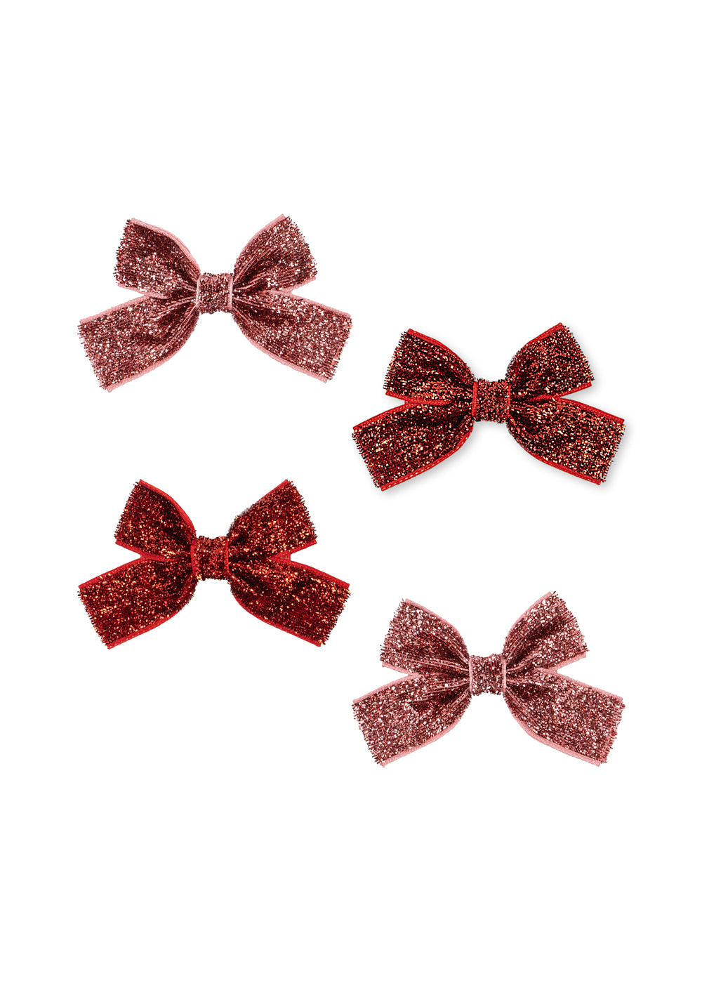 Hairpins Micki Bow 4-pack – Red Glitter & Rose Glitter – Konges Sløjd
